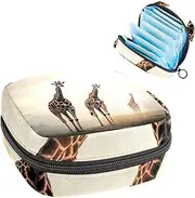 Period Bag,Sanitary Napkin Storage Bag,African Grassland Two Giraffes,Tampon Holder for Purse
