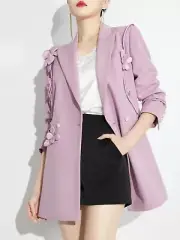 Womens Lapel Collar Suit Jacket 2025 Spring New Loose Professional Suit Coat