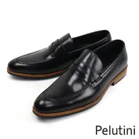 在飛比找momo購物網優惠-【Pelutini】潮流風格雙色底便士樂福鞋 黑色(PE28