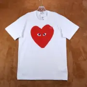 COMME DES GARCONS Shirt Mens Small White Pullover Crew Big Heart Logo Play Tee