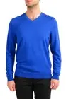 Hugo Boss "Nanto" Men's Blue Wool Silk V-Neck Pullover Sweater US L IT 52