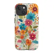 For iPhone 15 Tough Case Compatible with MagSafe Floral Symphony