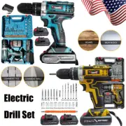 21V Cordless Electric Drill Set 2 -Speed Electrilc Drill/Driver Tool w/ Bits Set