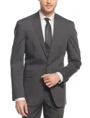 Kenneth Cole Reaction Two Button Charcoal Gray Tonal Striped Men's Blazer 40L