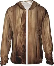 [LHBWCVN] UPF 50+ Light Jacket Full Zip Sun Protection Hoodie for Women Men Long Sleeve Wood Grain Sun Shirts