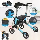 Folding Rollator Walker for Seniors Aluminum Rolling Walker 4 Wheels Seat