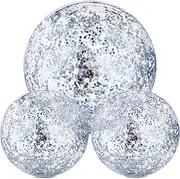 Hsei 3 Pieces Inflatable Beach Ball Glitter Beach Ball Floatable Confetti Ball for Summer Beach, Pool and Party Favor