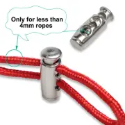 30pcs Plastic Spring Cord Locks Double Hole Rope Lanyard End Stopper Silver Tone