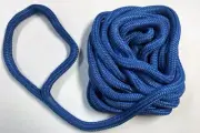 Four 5/8" x 30 ft blue double braid nylon dock lines