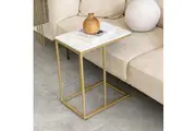 COMFEYA Marble C-Shaped Sofa Side Table