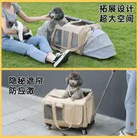 在飛比找樂天市場購物網優惠-寵物拉桿箱狗狗外出包貓咪便攜背包多貓出行拉桿包大容量車載貓包