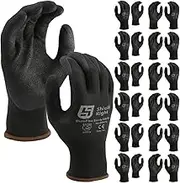 Shield Right DuraFlex Sandy Nitrile Work Gloves,13 Gauge Black Nylon,12 Pairs, Heavy Duty Grip, Comfort Fit, Protective & Durable, Breathable & Cool, Machine Washable