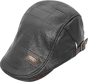 [YeeHeen] Unisex PU Leather Beret Hats Ivy Flat Cap Gatsby Casquette Visor Newsboy Hat Velvet Hat for Men