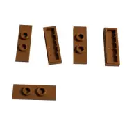 5 NEW LEGO Plate, Modified 1 x 3 with 2 Studs (Double Jumper) Medium Nougat