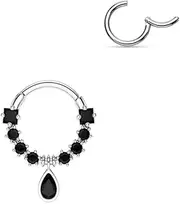 [Blue Palm Jewelry] 1-16 Gauge Teardrop Pendant Septum Nose Ear Lip Ring Stainless Steel Helix Tragus Piercing Jewelry