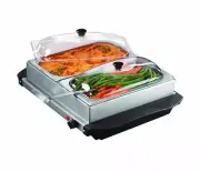 Brentwood Double Buffet Server & Warming Tray Two SS 1.5 Qt Removable Pans NEW