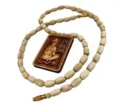 20" Carved HANUMAN Pendant, Shri Ram Mala, Kanthi Mala, Necklace, Yoga Prayer.