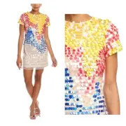 Aidan Mattox Multicolor Beaded Sequin Cocktail Sheath Dress Womens Size 8