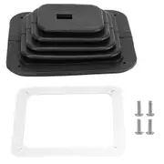 Car Shift Dust Cover Rubber Shifter Boot with Chrome Plate 5 5/8 x 6 3/4 Manual Automatic for GM350 Black