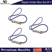 Blue Napkin Holder Set of 3 Tattoo Silicone Cord Flexible Crocodile Bib Clip
