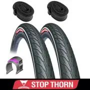 Pair 700 x 32c Stop Thorn Bike Tyres Puncture Resistant 700c + INNER TUBES