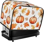 Thanksgiving Pumpkin Maple Leaf Print 2 Slice Toaster Cover Fingerprint Bread Maker Protectors,Kitchen Small Appliance Dust Cover