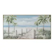 Urban Style Brushmarks Oil Painting Textured Palmtree Boardwalk