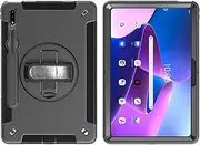 GUODONGMEI Case for Lenovo Tab P12 Pro 12.6 Inch (TB-Q706F /TB-Q706Z), Shockproof, Stand Function, 360° Rotating Handle, for Pen Holder, Adjustable Strap（Black）