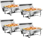 Newest 4 Pack 8QT Food Warmer, Rectangular Chafing Dish Buffet Set W/Foldable Fr