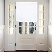 sourcing map Blackout Door Curtains, French Side Door Window Curtain for Privacy, Glass Patio Front Doors Sidelight Tie Up Shade, White, 26" x 28", 1 Panel