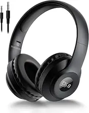 X5 BT Rechargeable FM Radio Headphones Bluetooth 5.0, Portable Headset Radio Receiver with Best Reception, Built-in Mic, Wired/Wireless Headphone with Soft Ear Muffs, Stereo Sound, for Hiking, Jogging