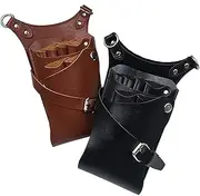 FRCOLOR Scissor Pouch for Hairdressers Barber Tool Bag 6 Slots Adjustable Belt Pu Leather Pouch