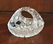 Bohemian Czech Crystal 5" Basket Hand Cut Queen Lace 24% Lead Glass