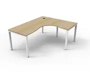 RAPIDLINE DELUXE PROFILE LEG CORNER WORKSTATION 1 Person Single Sided W1800 x W1500 x D750 x H730mm Natural Oak Top White Frame