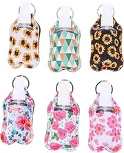 HONMEET 6 Sets Refillable Keychain Bottles with Cover Durable Neoprene Holders for Liquids Essential Oils Perfumes and Cosmetics Leak Travel Accessories