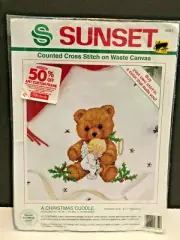 Sunset Dimension A Christmas Cuddle Counted Cross Stitch on Waste Canvas #18351