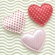 60 pc x 1.5" Satin Padded Polka Dot Heart Appliques Scalloped Edge Wedding ST407