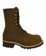 Men's Work Boots Brown 9" Logger Oiled Leather WP REDHAWK 901 Size 6-12 (D, M)