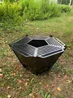 Personalized Flat Pack Fire Pit, Wood burning fire pit with grill, Outdoor BBQ
