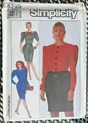 Vintage Simplicity Sewing Pattern 8799 Misses' Dress UNCUT (T)