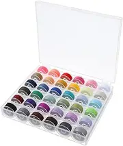 36 Pcs Bobbin Thread Set with Bobbin Case, Bobbins Compatible with Brother Sewing Machine, Embroidery Prewound Bobbins Thread Holder for Commercial & Home Embroidery and Sewing Machines