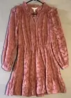 Lauren Conrad Womens Petite Small Blush Mauve Pink Dress Long Sheer Sleeves NWT