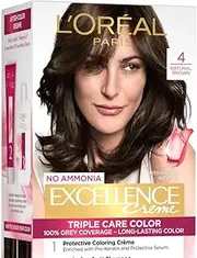 L'Oreal Paris Excellence Creme Hair Color, 4 Natural Dark Brown, 72ml+100g