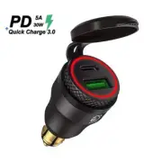 Motorcycle USB TypeC PD Fast Charger Power Adapter Hella DIN Plug Socket For BMW