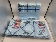 VINTAGE MEADOWBROOK LUXURY PERCALE FULL SHEET SET BLUE NAVY FLAT FITTED PILLOW