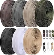 Syhood 35 Yards 7 Pcs Sewing Zippers #5 Nylon Assorted Coil Zipper Tapes with 70 Sliders Sewing Craft Supplies Gifts for Women Men(Neutral Color)