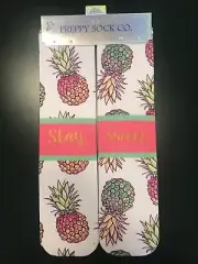Simply Southern Pineapple Print Crew Socks Preppy Sock Co One Size Fits Most New