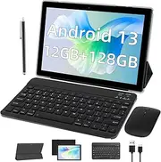 Android 13 Tablet with Keyboard protect Case Mouse Stylus 10 Inch Tablet 2 in 1 Tablets Set 12GB+128GB/1TB Expandable Dual camera Tablets PC 10.1" HD Screen 6000mAh Battery 5G Wifi WiFi6 BT5.0 Tableta
