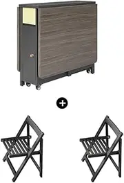 Folding Dining Table, Movable Kitchen Table Extendable Versatile Table Set with Chairs Space Saving Foldable in 3 Forms for Small Spaces(Gray,1.2M)