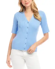 Karen Kane Short Sleeve Ribbed Cardigan